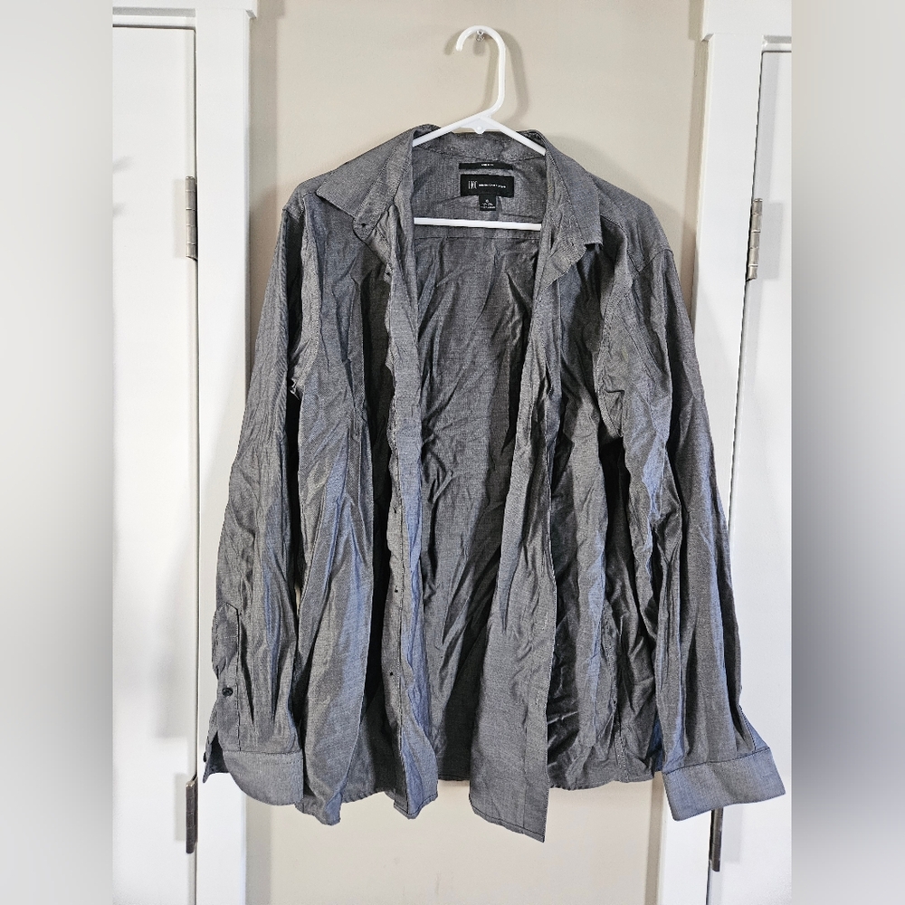 INC international concepts mens XL extra large dark grey button up shirt event